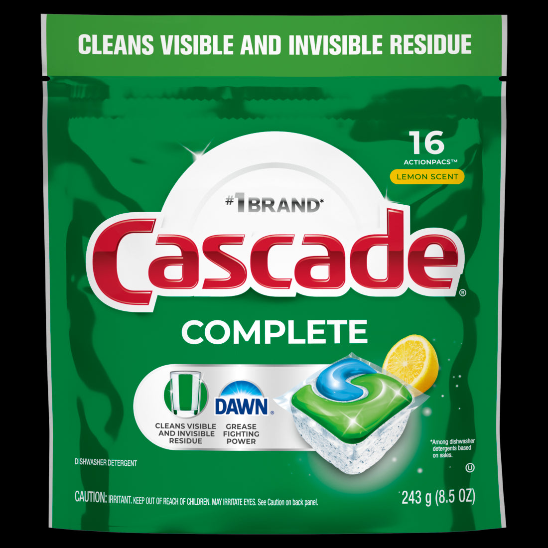 Cascade Complete Dishwasher Pods Dishwasher Detergent Dish Detergent Soap Lemon - 16ct/4pk