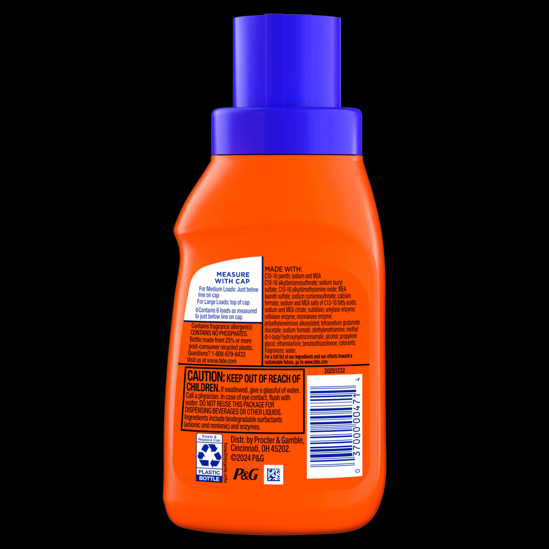Tide Laundry Detergent Liquid Original Scent 6 Loads Works on 100% of Common Stains - 10oz/12pk