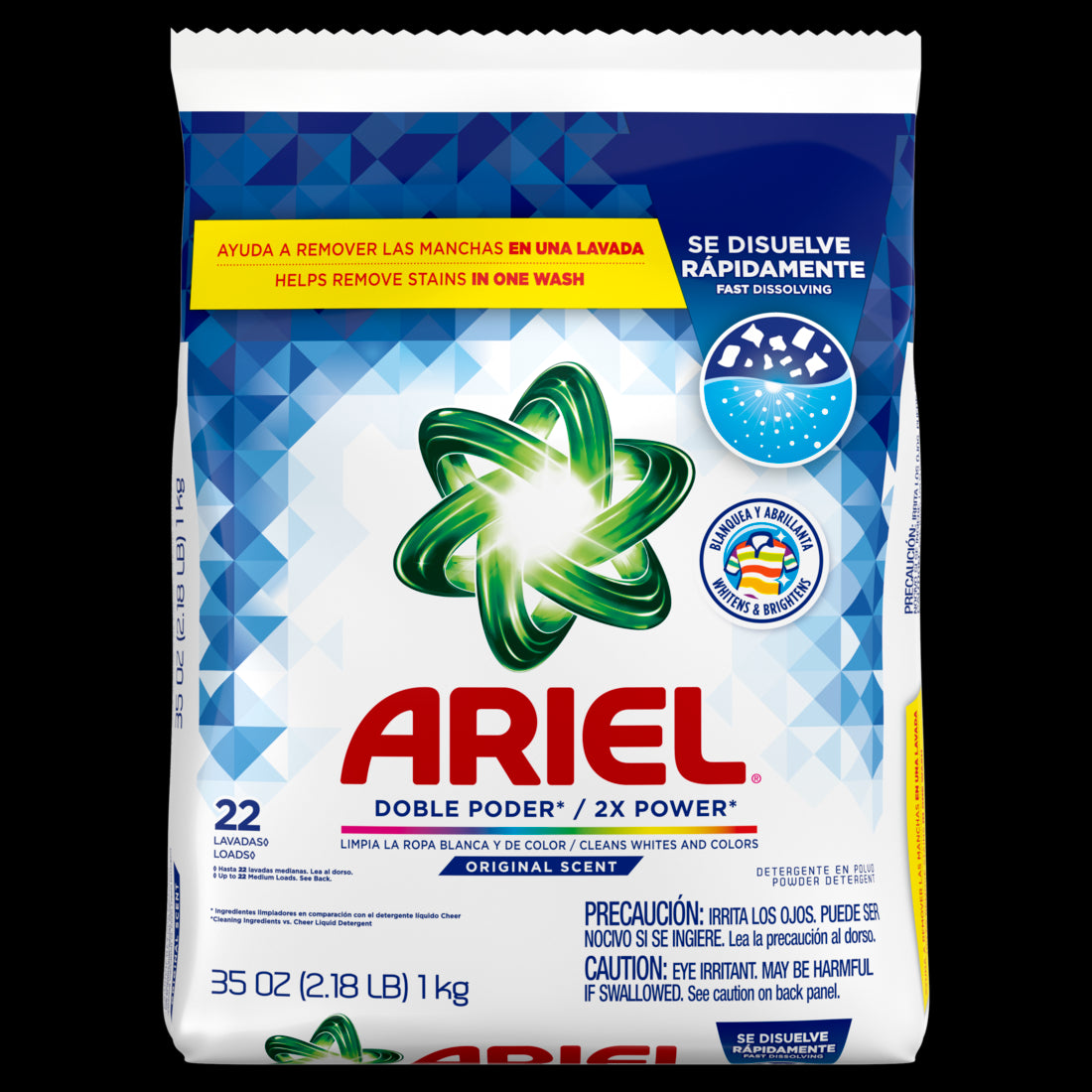 Ariel Powder Laundry Detergent Original Scent 1.0 kg 22 Loads - 35oz/9pk