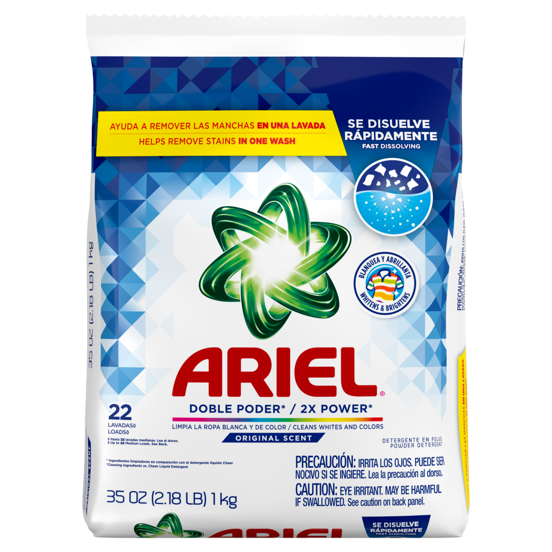 Ariel Powder Laundry Detergent Original Scent 1.0 kg 22 Loads - 35oz/9pk