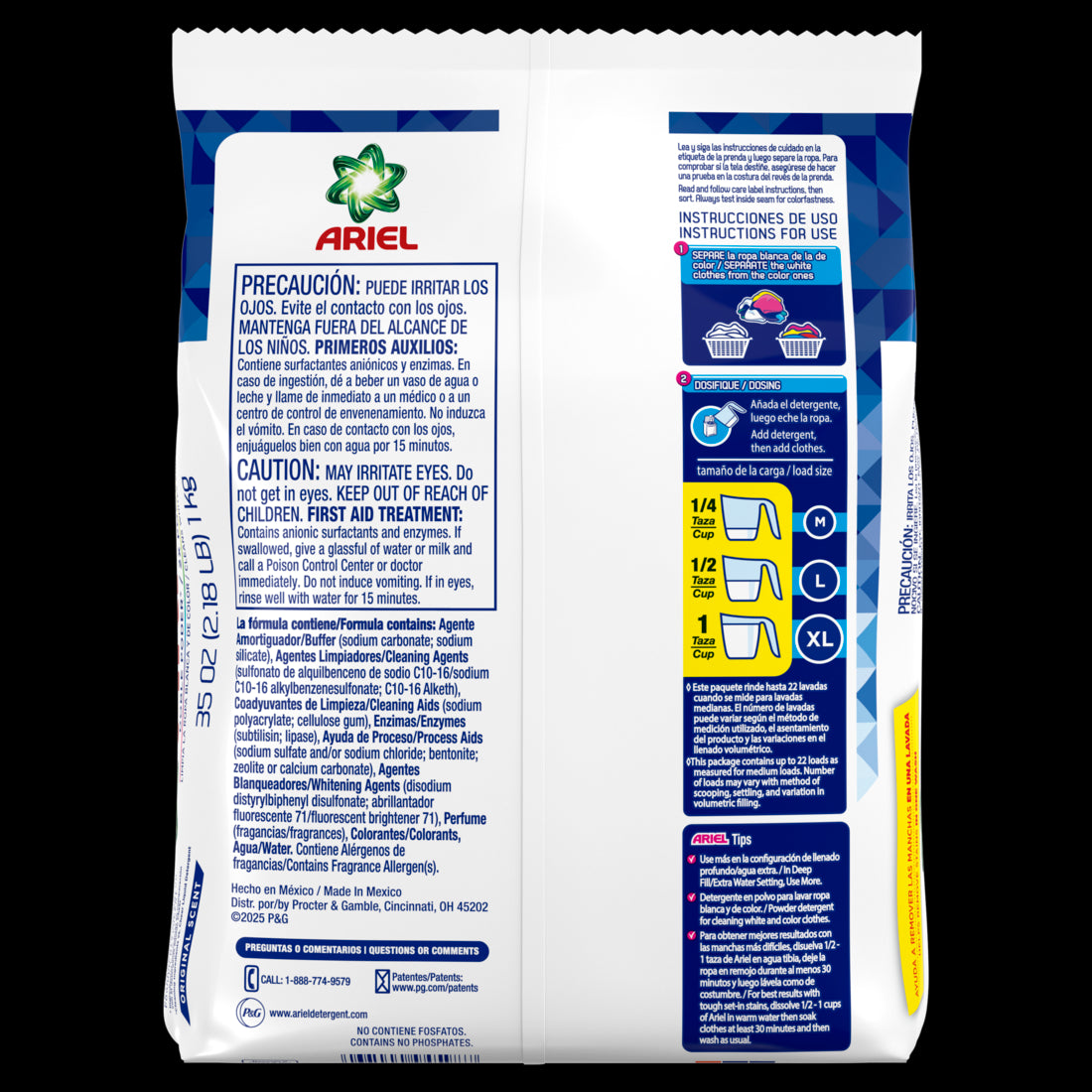 Ariel Powder Laundry Detergent Original Scent 1.0 kg 22 Loads - 35oz/9pk