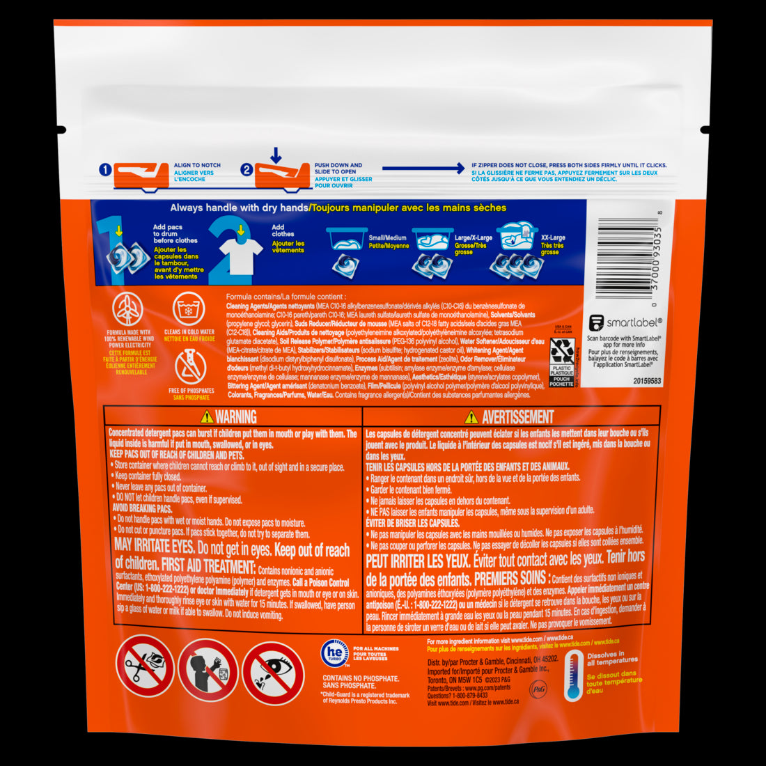 Tide PODS Laundry Detergent Pacs 3-in-1 Stain Remover Odor Fighter Color Protector HE compatible Original Scent - 16ct/6pk