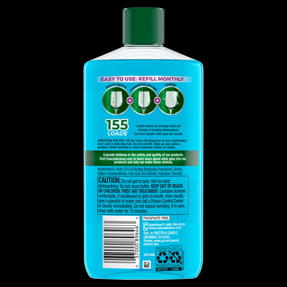 Cascade Power Dry Dishwasher Rinse Aid - 16oz/6pk