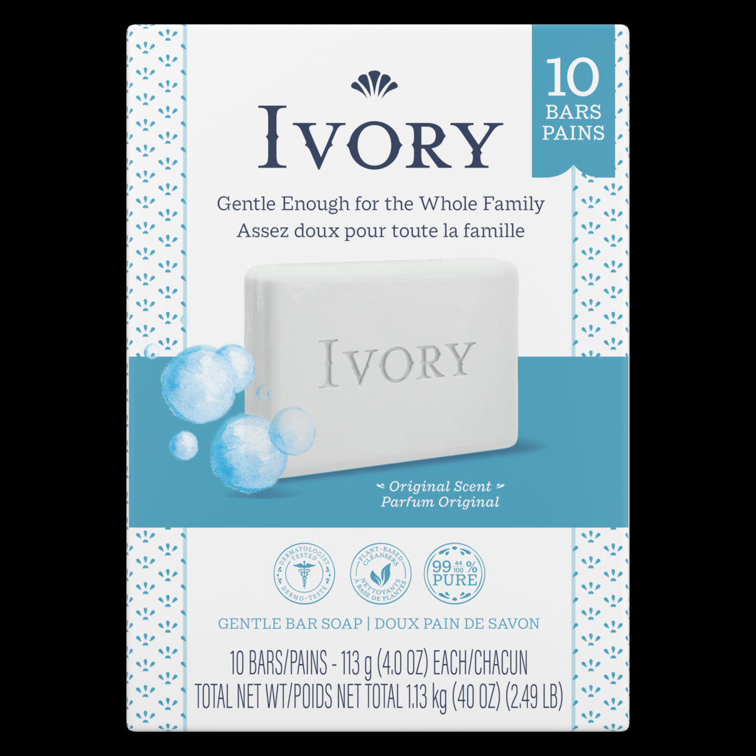 Ivory Gentle Bar Soap Original Scent - (10x4.0)oz/8pk