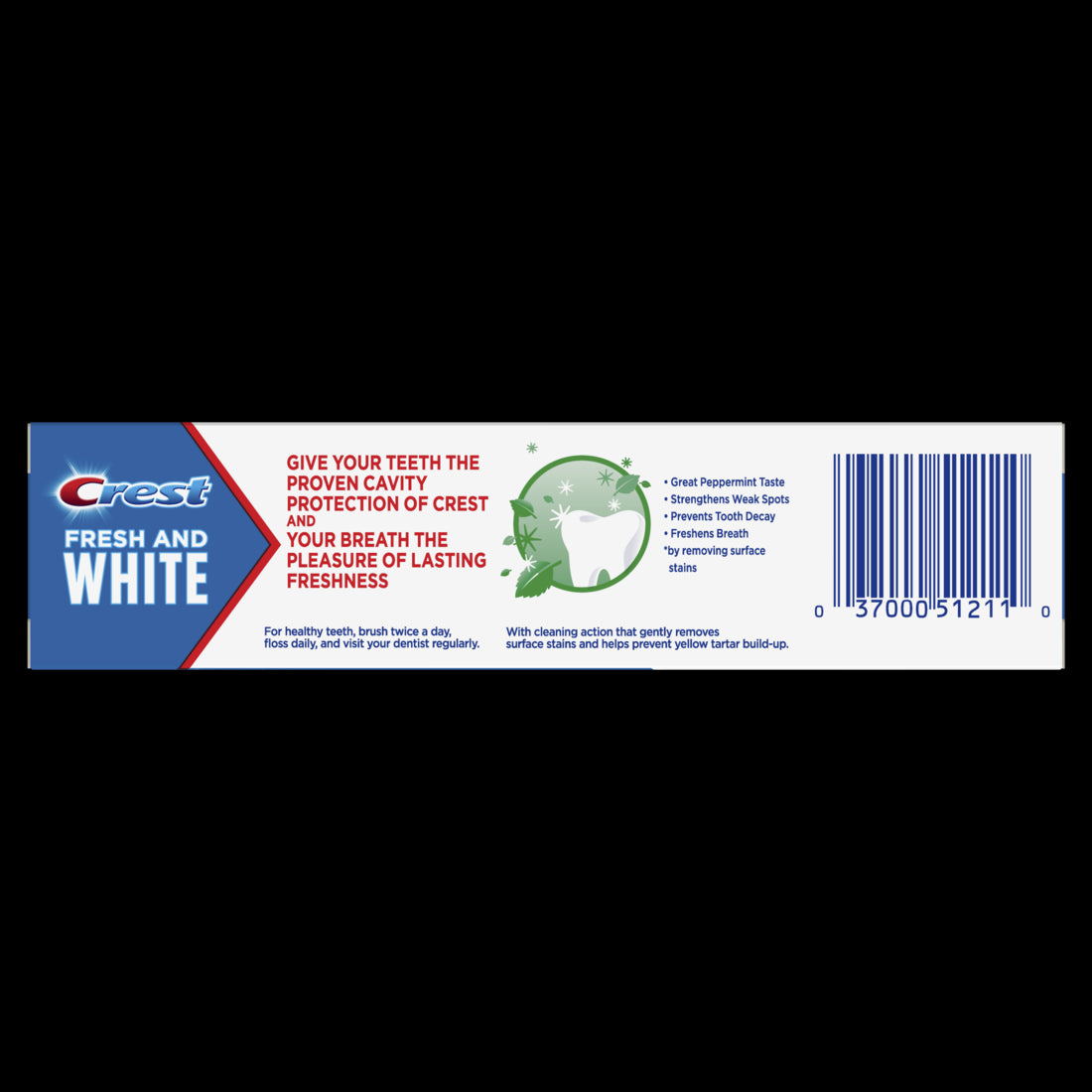 Crest Fresh & White Toothpaste Peppermint Gleem Paste - 2.4oz/24pk
