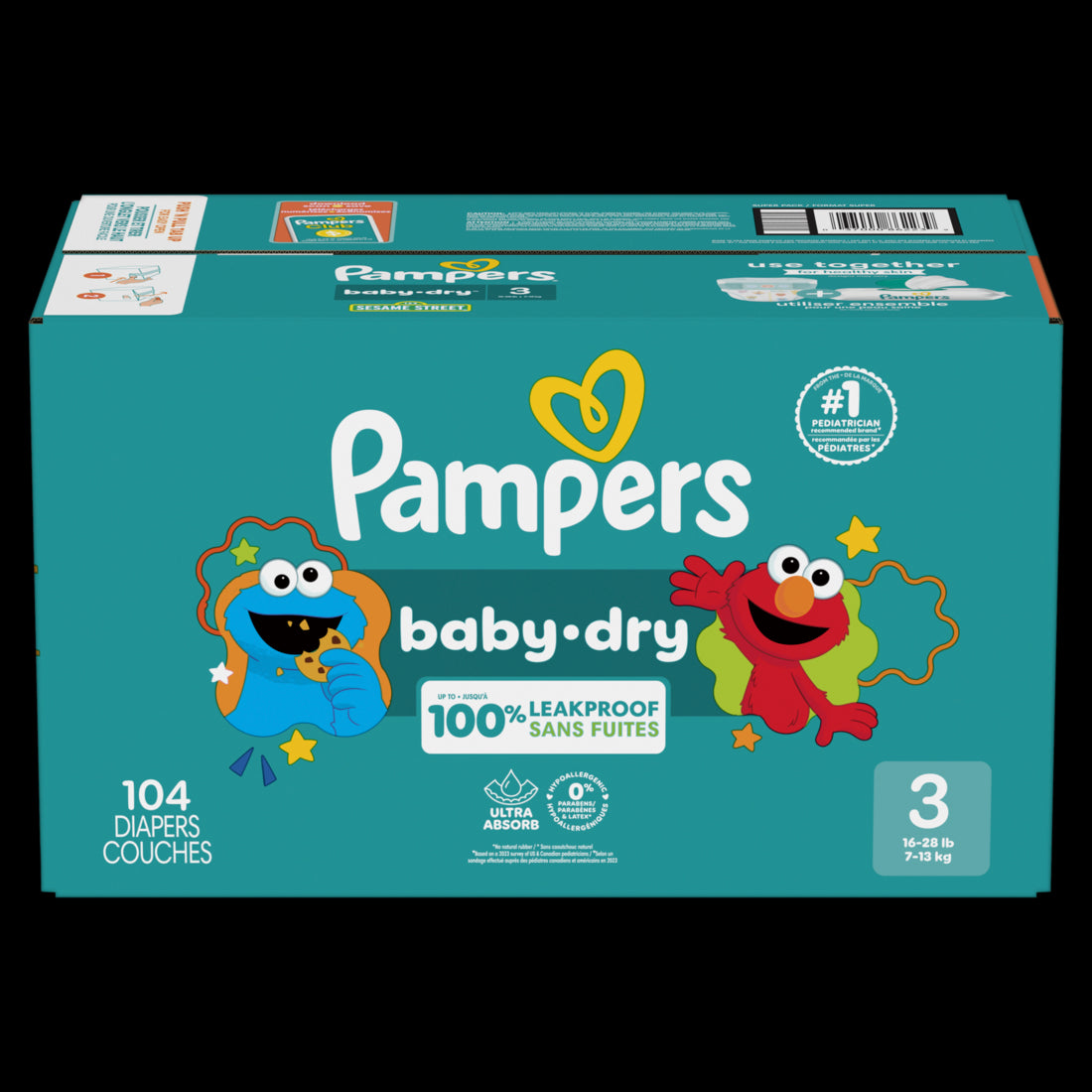 Pampers Baby Dry Diapers Size 3 (16-28 lbs) Absorbent Disposable Diapers - 104ct/1pk
