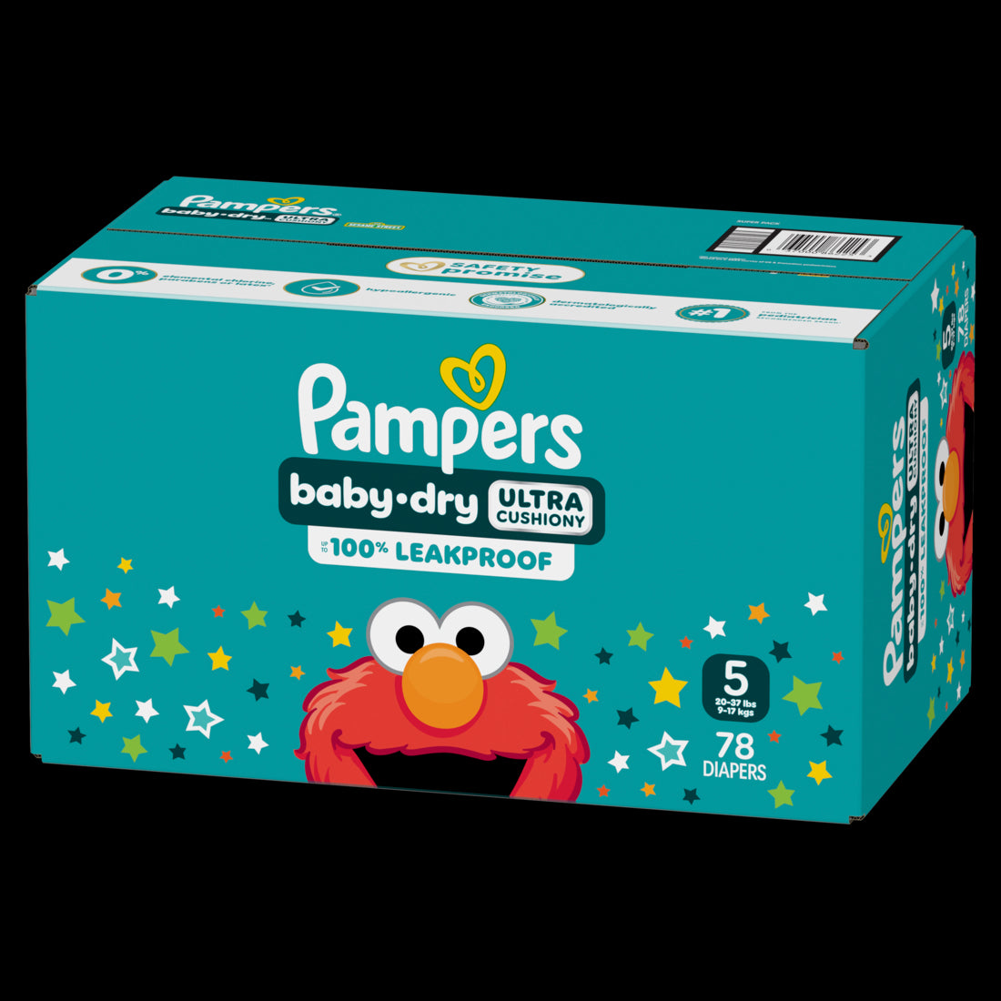Pampers Baby Dry Ultra Cushiony Diapers Size 5 (20-37 lbs) Up to 100% leakproof disposable diaper - 78ct/1pk