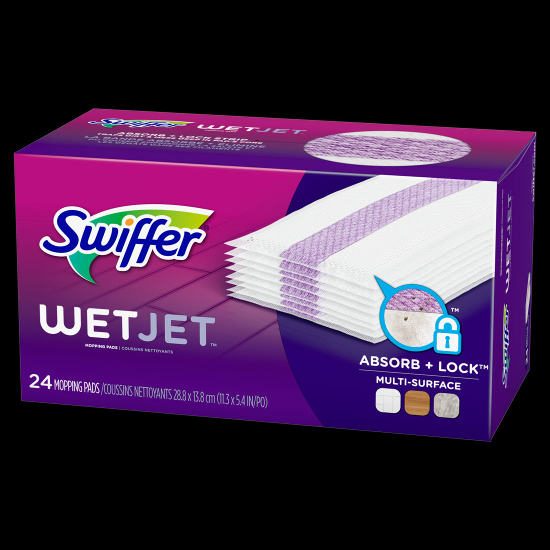 Swiffer Wet Jet Mop Cleaning Pads Refill Floor Cleaner for Mopping Wood Laminate Tile - 24ct/4pk