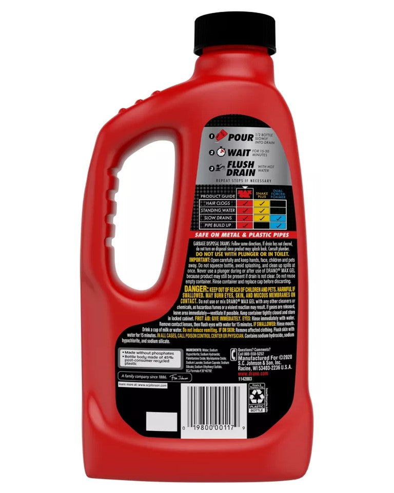 Drano Max Gel Clog Remover - 32oz/12pk