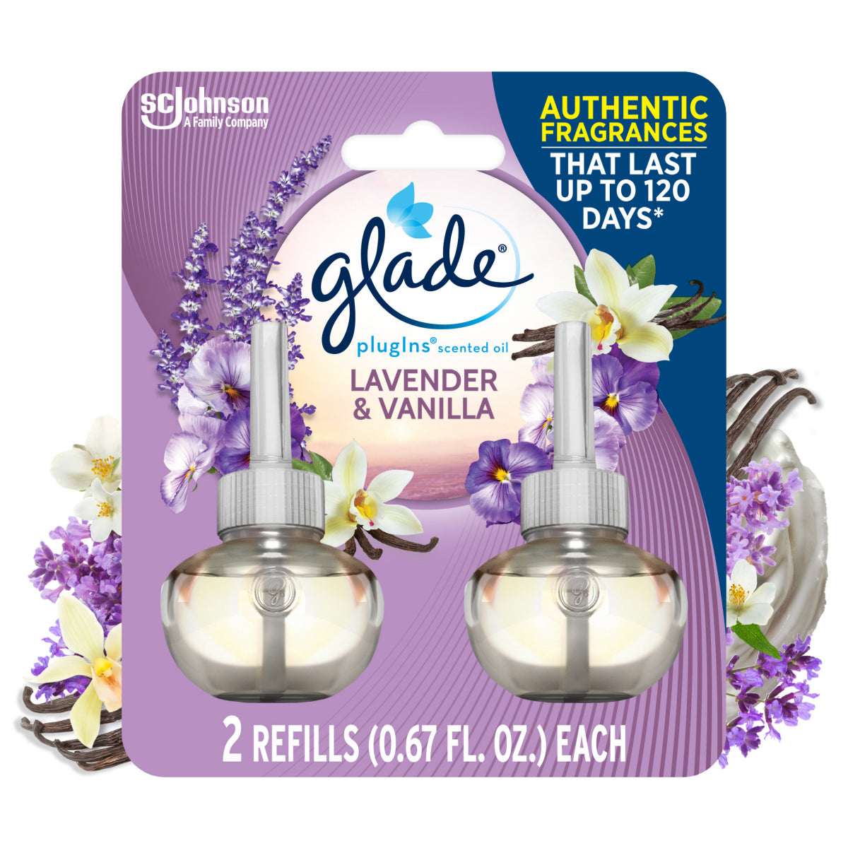 Glade PlugIns Scented Oil Refills Lavender&Vanilla - (2x0.67)oz/6pk