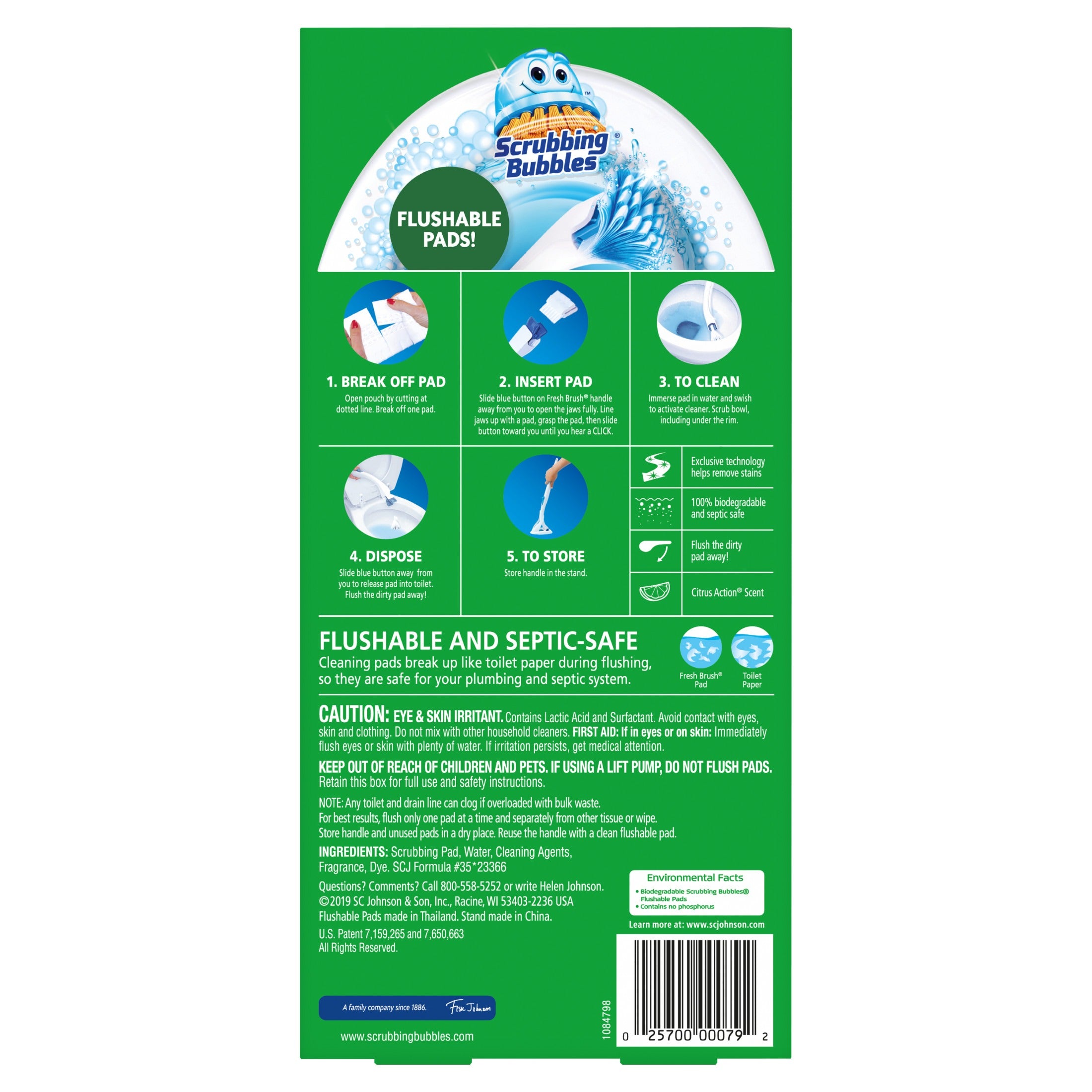Scrubbing Bubbles Fresh Brush Starter Kit (1 wand + 4 pads + 1 stand) Citrus - 1set/4pk