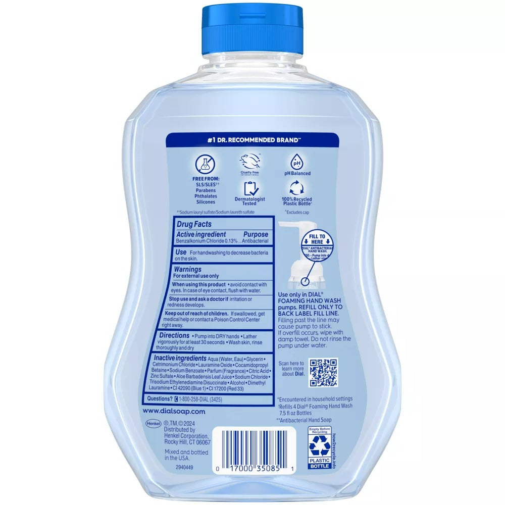 Dial Complete Foaming Hand Wash Spring Water Refill - 30oz/4pk