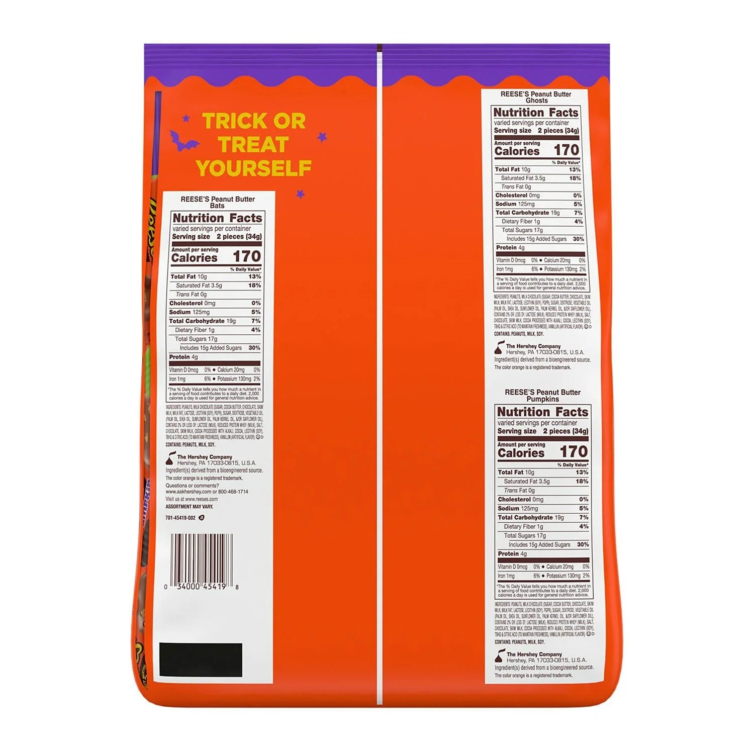 Reese's Halloween Milk Chocolate Peanut Butter Shapes Candy Snack Size - 100ct/1pk