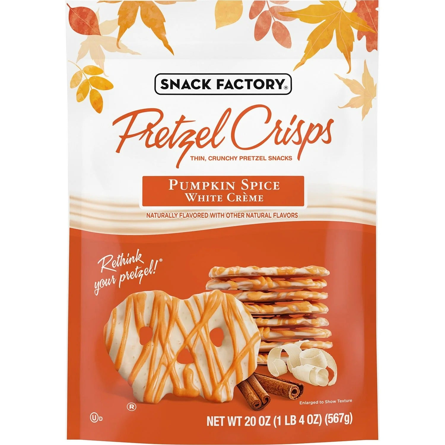 Snack Factory Pumpkin Spice White Creme Pretzel Crisps - 20oz/1pk