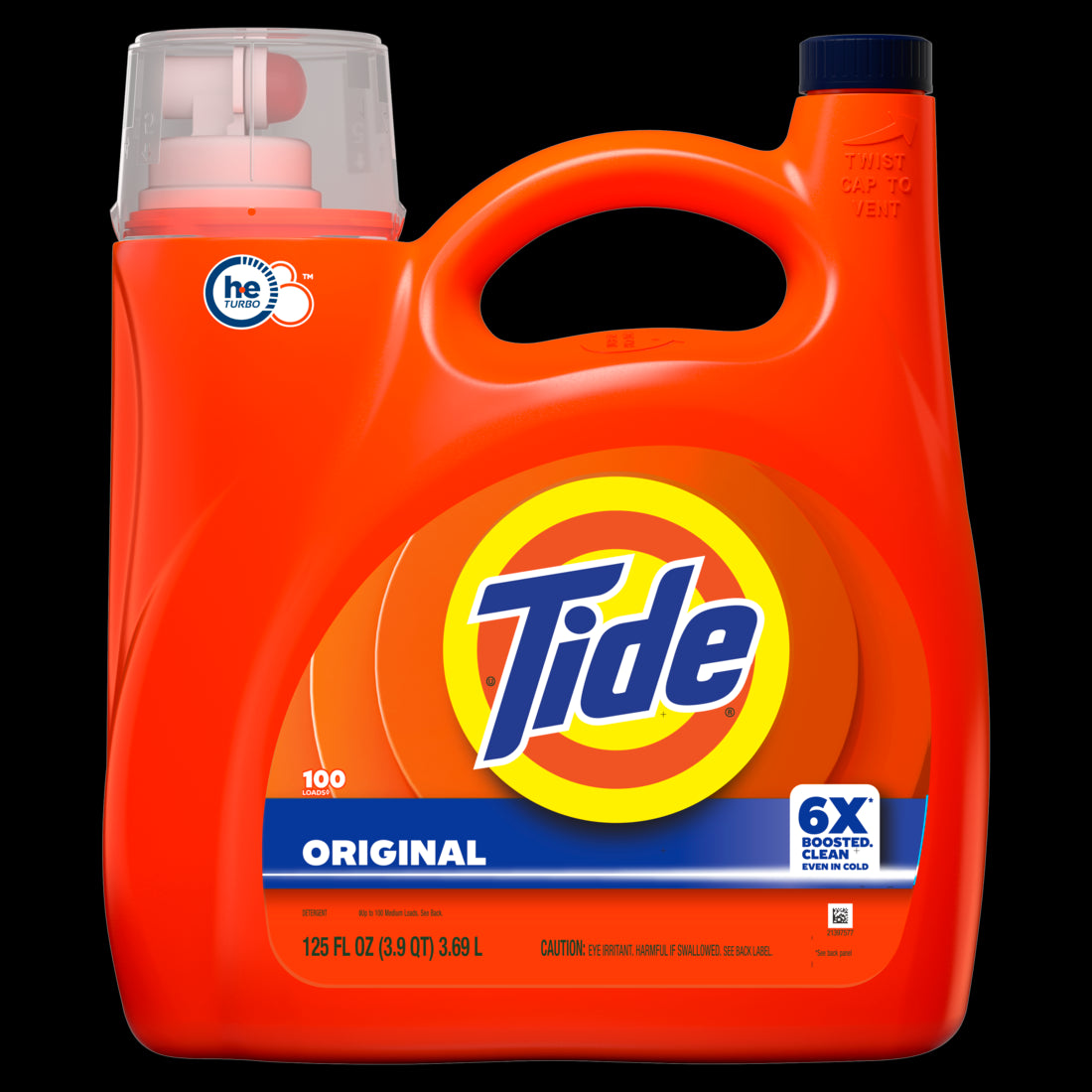 Tide Laundry Detergent Liquid Original Scent 100 Loads Works on 100% of Common Stains - 125oz/4pk