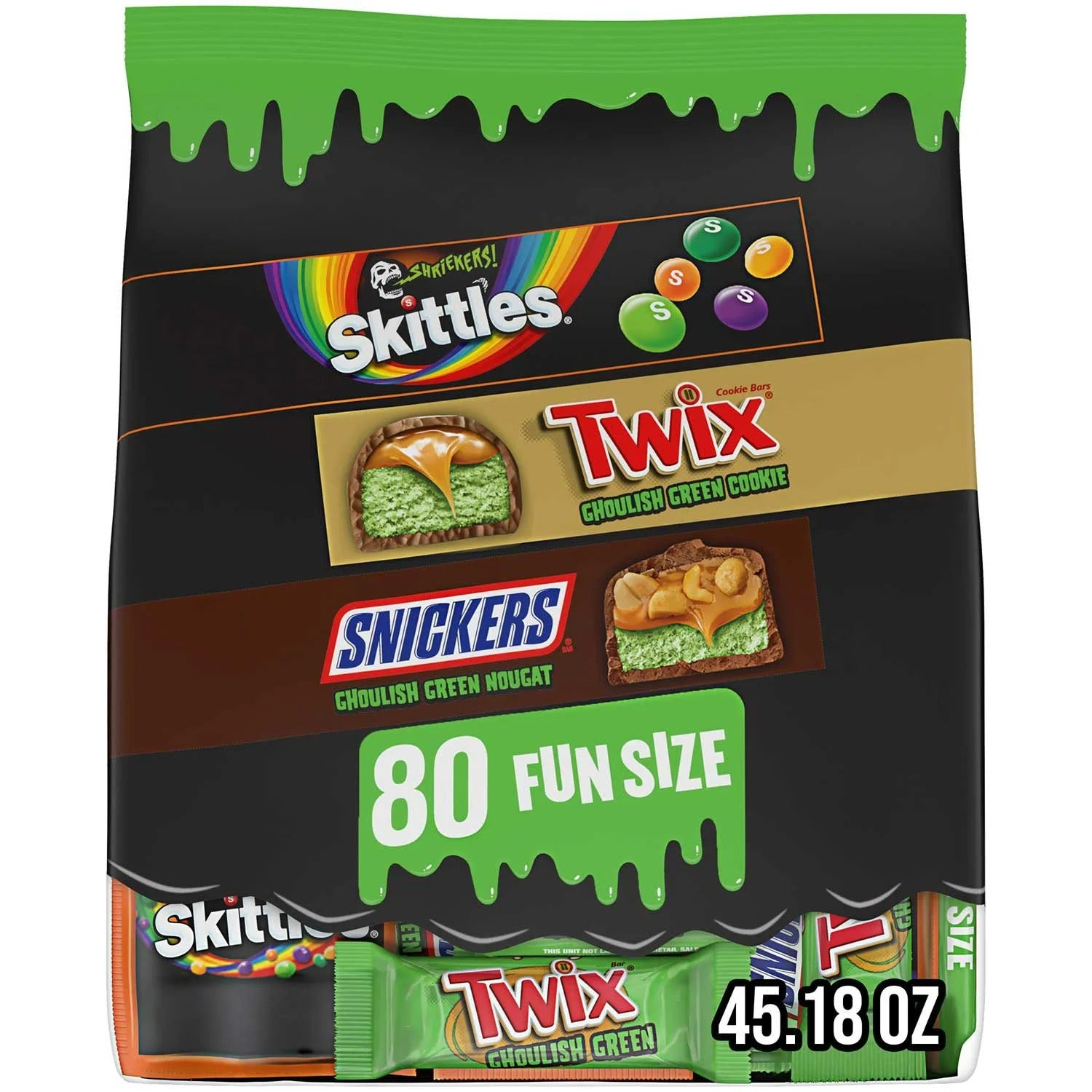 Mars Ghoulish Green Halloween Variety Pack Candy Fun Size - 80ct/1pk