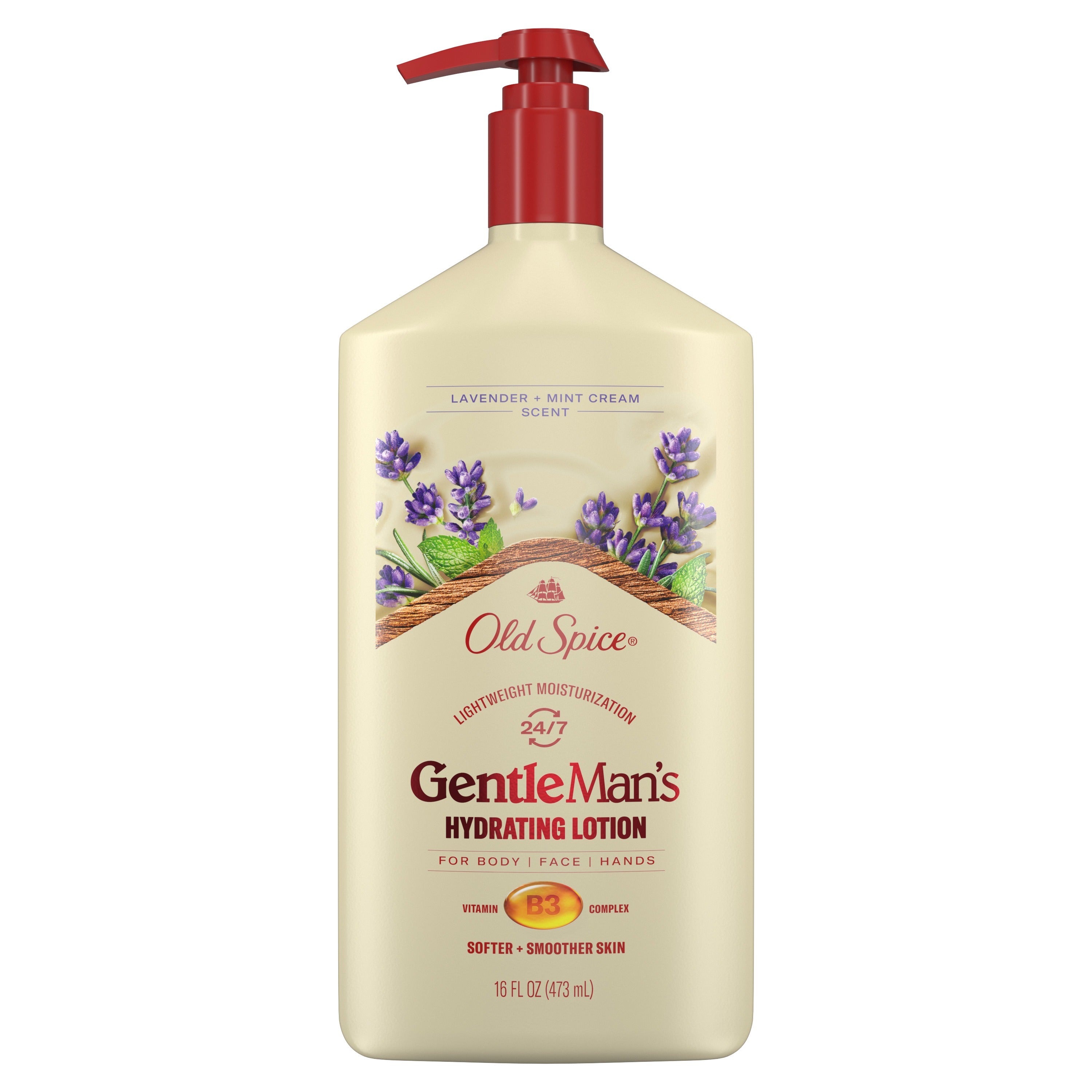 Old Spice Hand Face and Body Lotion for all skin types 24/7 Lightweight Moisturization with Vitamin B3 Lavender and Mint Scent Instant Absorption - 16oz/6pk