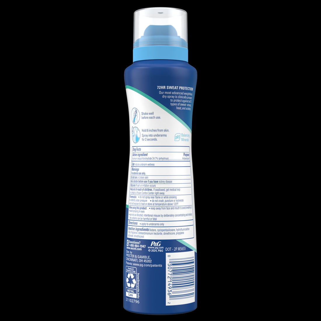 Secret Clinical Strength Dry Spray Antiperspirant & Deodorant for Women Light & Fresh Scent - 3.8oz/12pk