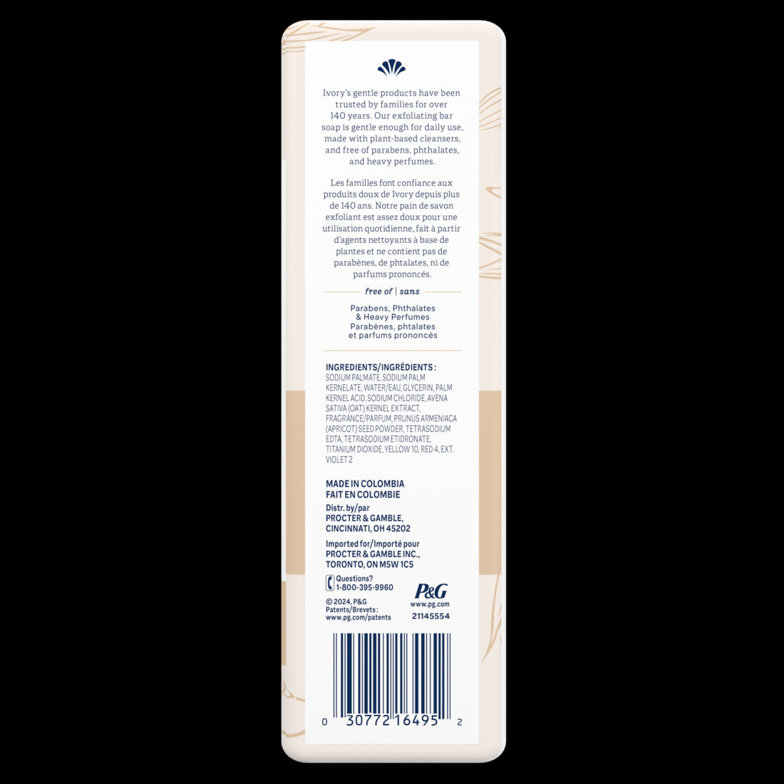 Ivory Gentle Exfoliating Bar Soap Notes of Warm Vanilla + Oat Milk - (8x3.17)oz/4pk
