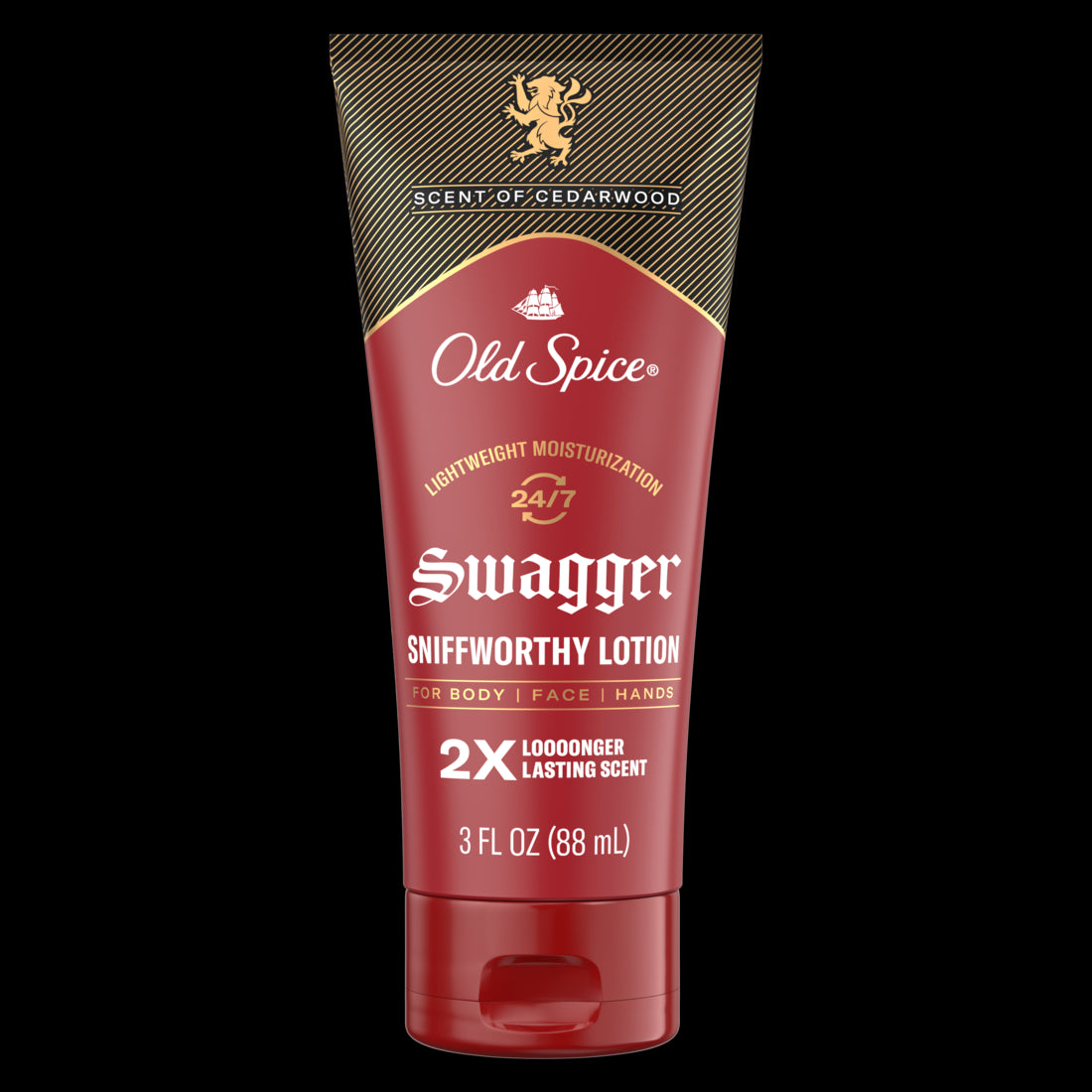Old Spice Body Lotion for all skin types Travel Size 24/7 Lightweight Moisturization with Amazing Scent for Face Hand and Body Swagger Scent of Cedarwood Instant Absorption - 3oz/15pk