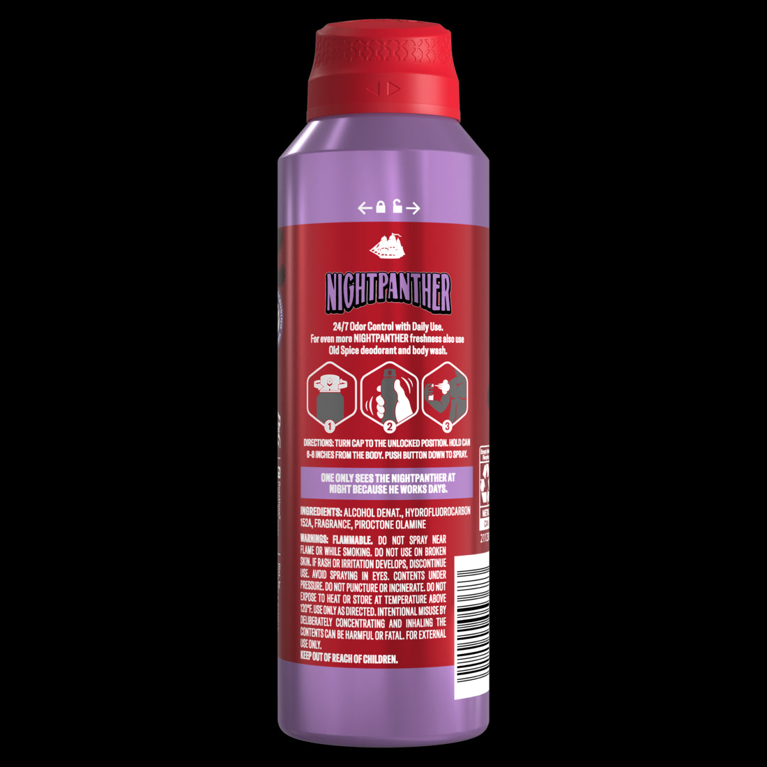 Old Spice Aluminum Free Deodorant for Men 24/7 Freshness Body Spray Long Lasting Odor Protection Cologne Quality Fragrance Nightpanther Rich Warm Scent - 5.1oz/12pk