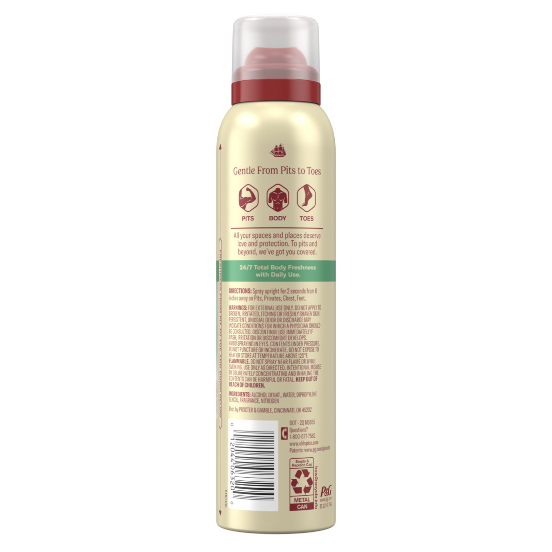 Old Spice Whole Body Deodorant for Men Total Body Deodorant Aloe + Rain Aluminum Free Spray for 24/7 Freshness - 3.5oz/12pk