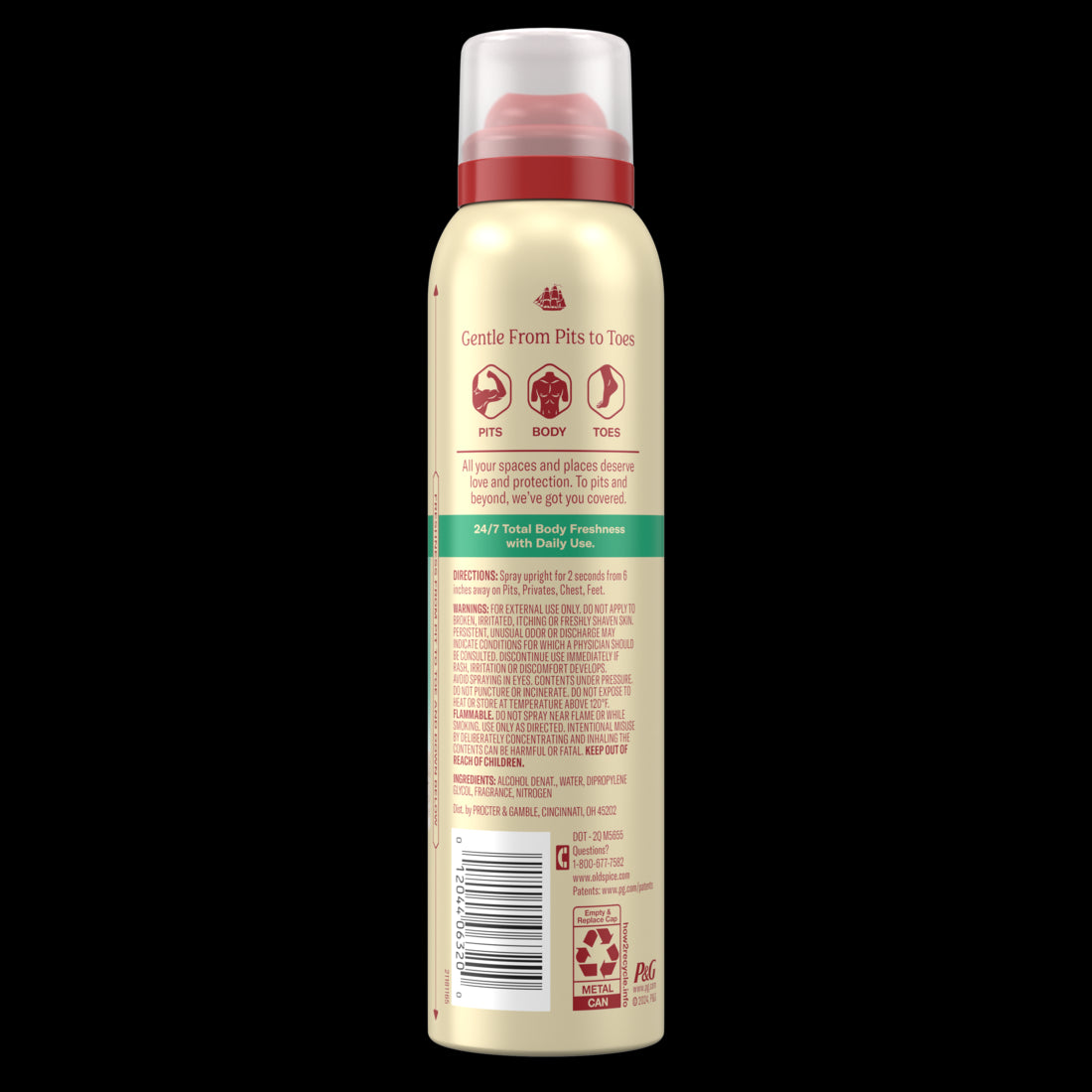 Old Spice Whole Body Deodorant for Men Total Body Deodorant Aloe + Rain Aluminum Free Spray for 24/7 Freshness - 3.5oz/12pk