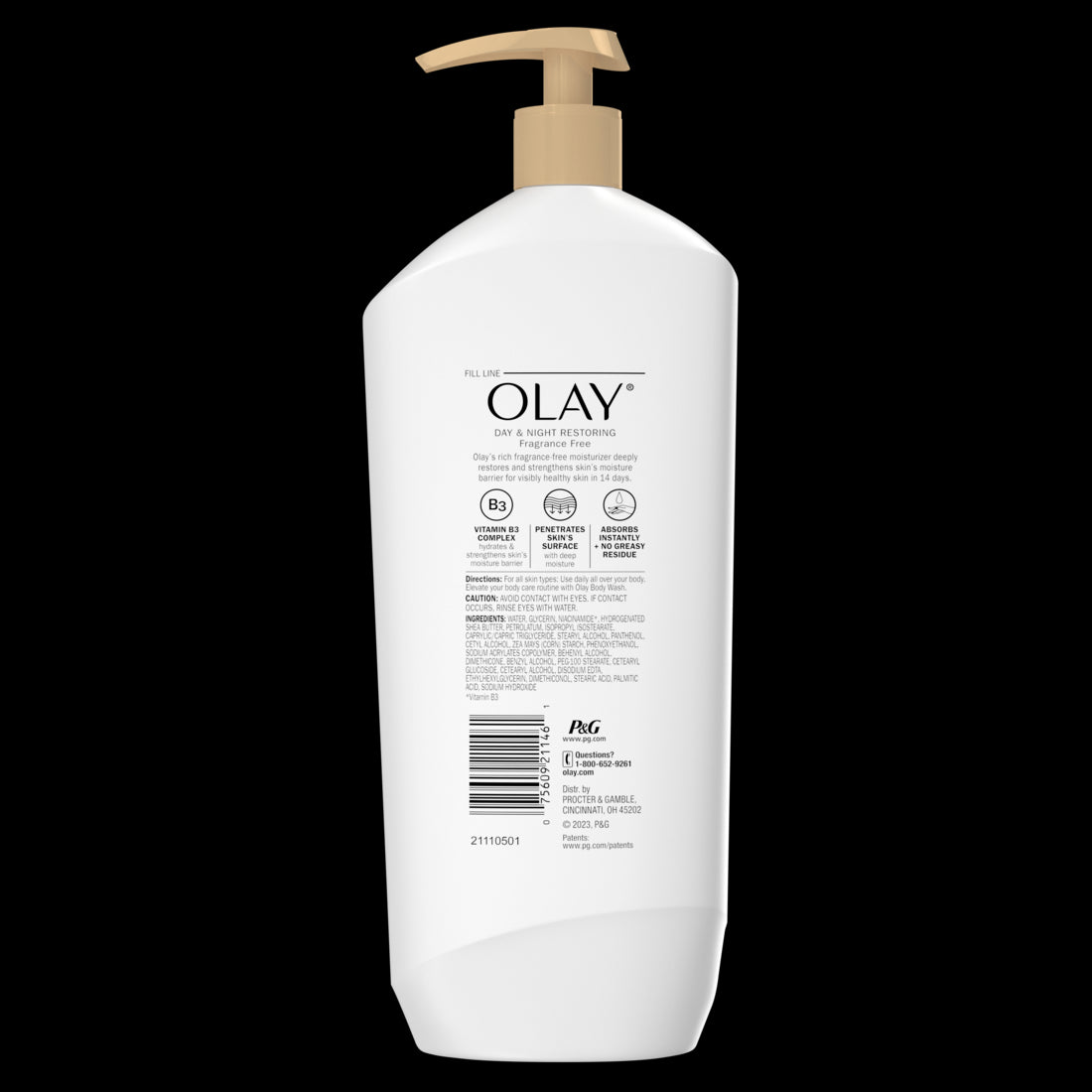 Olay Day & Night Restoring Hydrating Body Lotion Fragrance-Free - 18oz/12pk