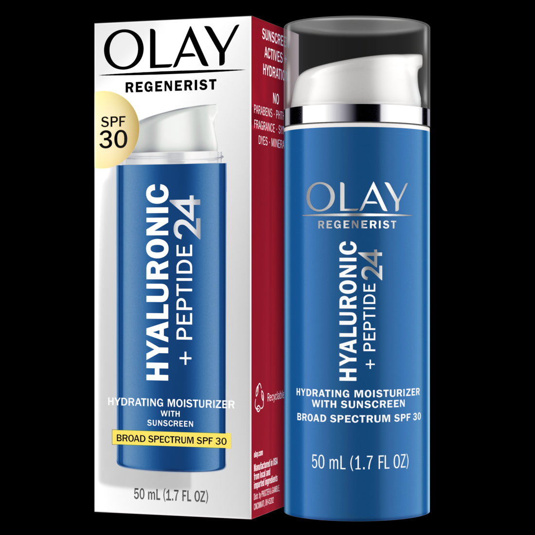 Olay Regenerist Hyaluronic + Peptide 24 Face Moisturizer Fragrance-Free SPF 30 - 1.7oz/12pk