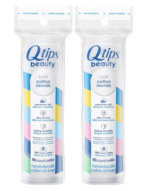 Q-Tips Beauty Cotton Rounds - 80ct/12pk