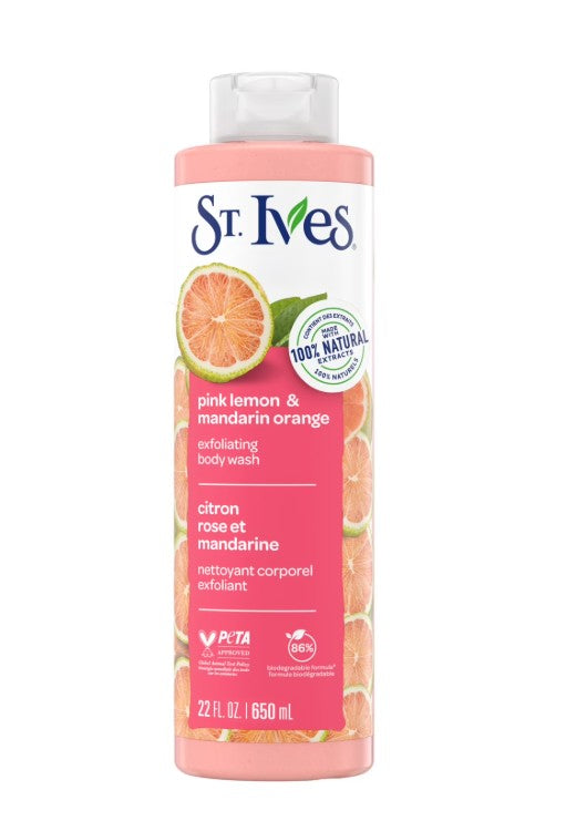 St. Ives Body Wash Pink Lemon & Mandarin Orange - 22oz/4pk