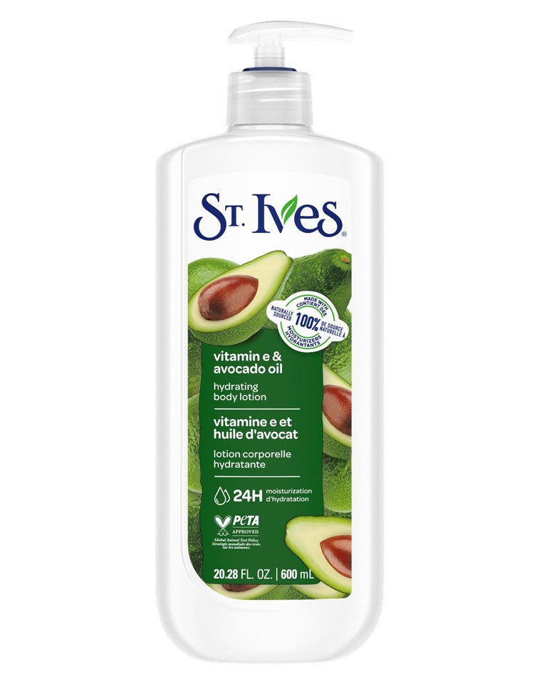 St. Ives Hydrating Vitamin E & Avocado Body Lotion - 600ml/20.28oz/4pk