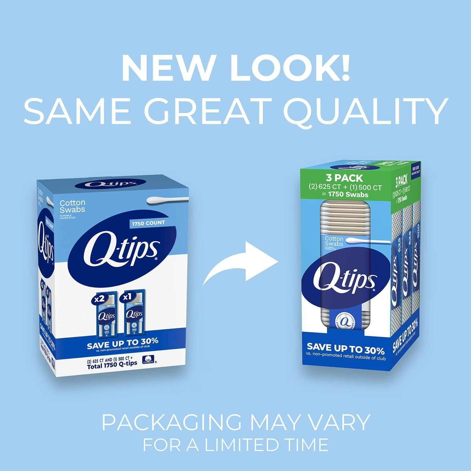 Q-tips Cotton Swabs - (2x625+500)ct/1pk