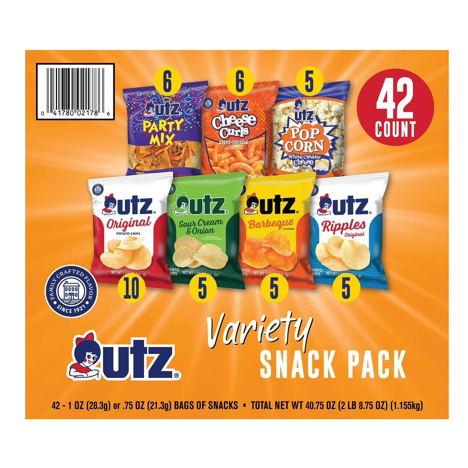 Utz Jumbo Snack Pack - (5x0.75+37x1.0)oz/42pk