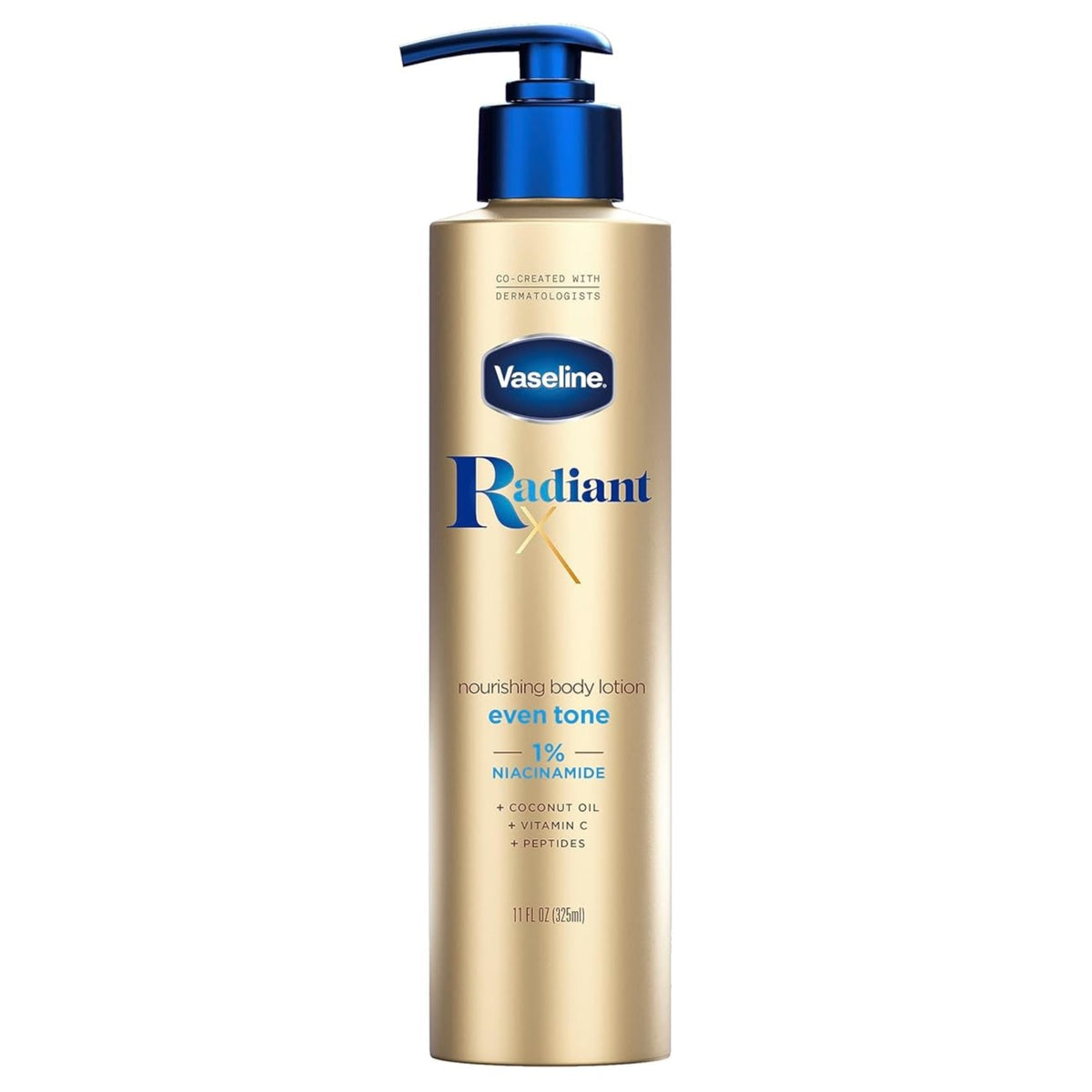 Vaseline Radiant X Even Tone Nourishing Body Lotion With 1% Niacinamide - Coconut Oil Vitamin C & Peptides - 11oz/6pk
