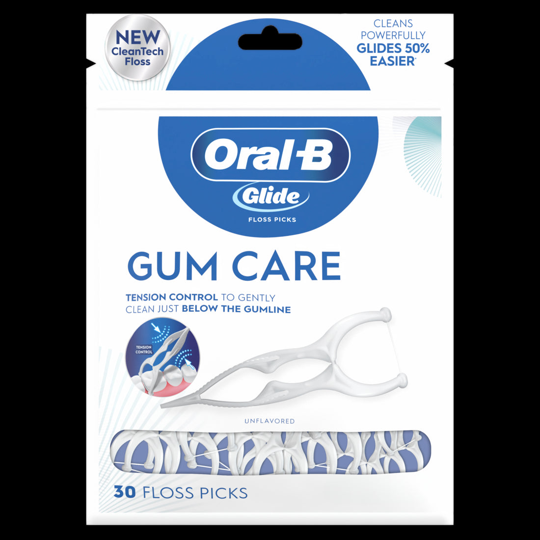 Oral-B Glide Gum Care Dental Floss Picks Good for Back Teeth - 30ct/48pk
