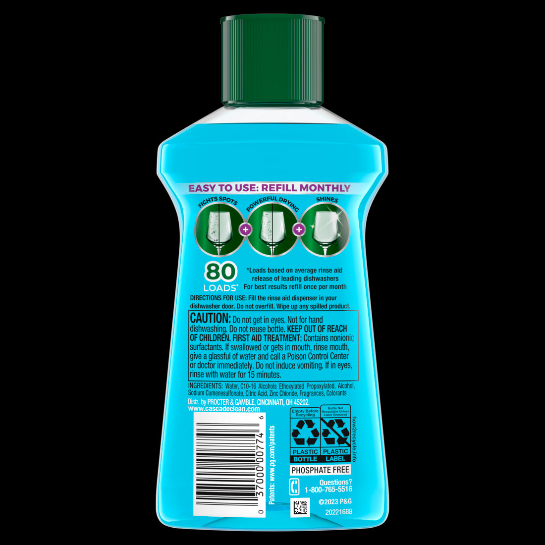 Cascade Power Dry Dishwasher Rinse Aid - 8.45oz/8pk