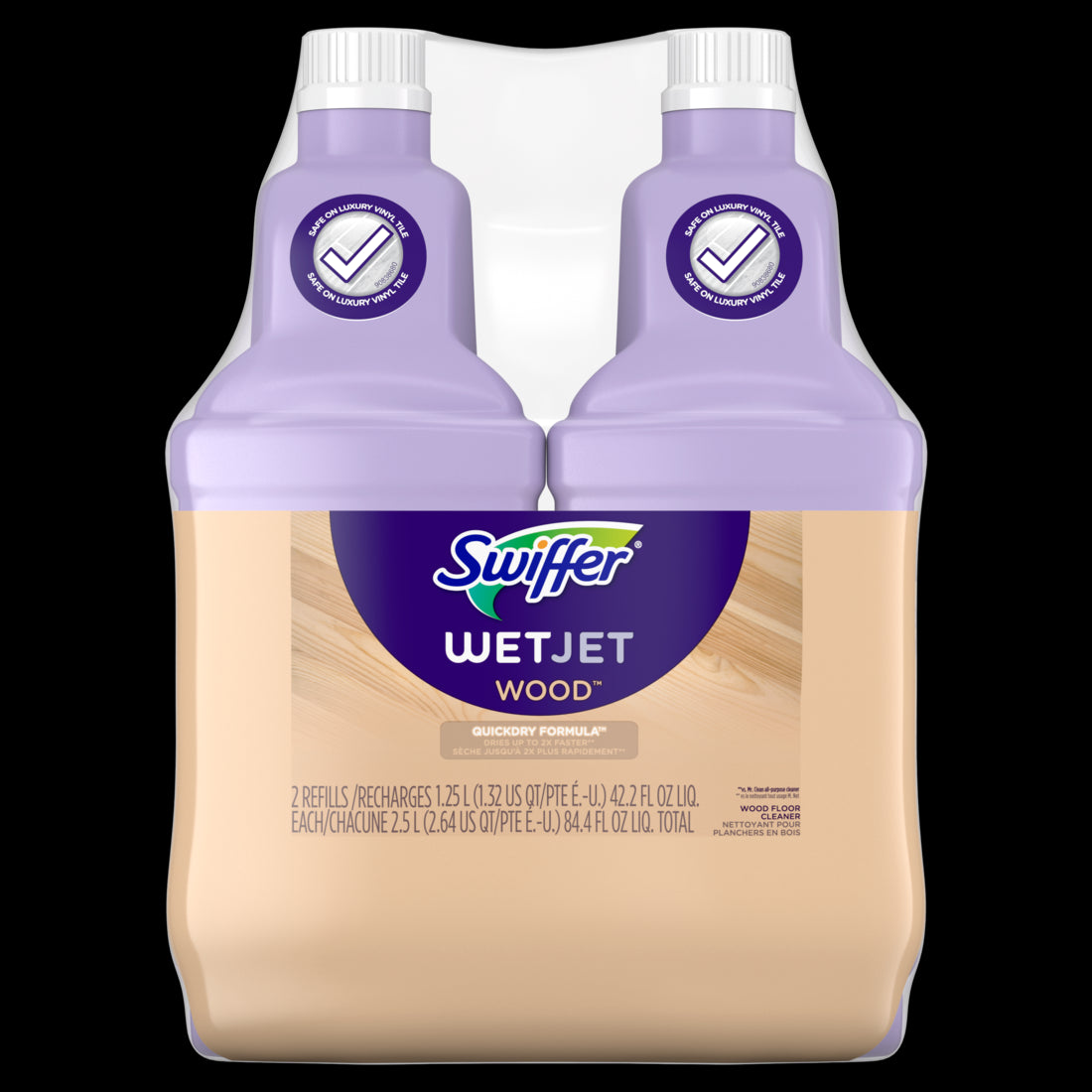 Swiffer WetJet Spray Mop Quickdry Formula Liquid Wood Floor Cleaner Refill Assembled in the USA 2 Pack - (2x42.2)oz/3pk