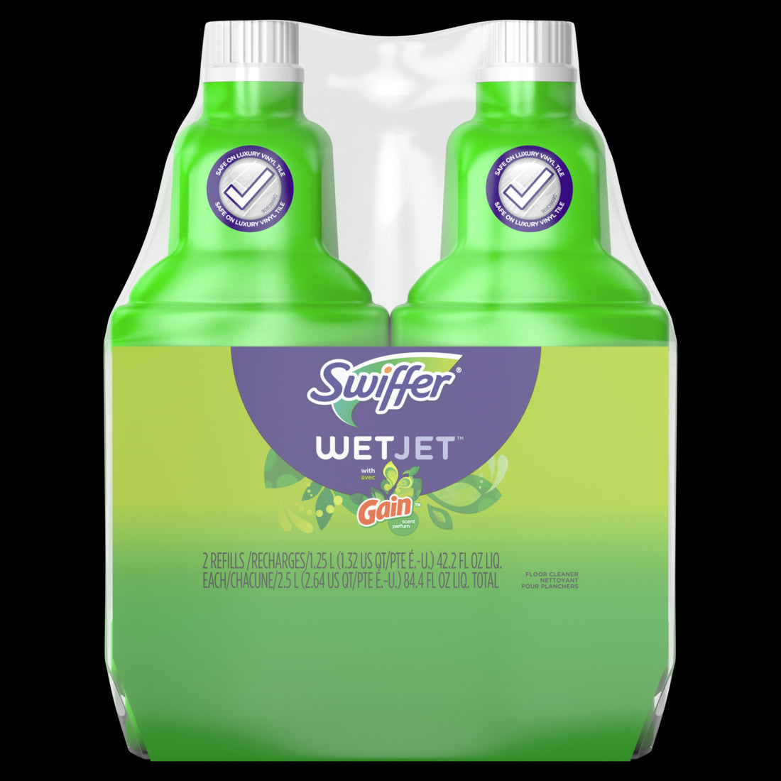 Swiffer Wet Jet Mop Refill Solution Wood Laminate Tile Floor Cleaner Gain Total 2.5 Liters - (2x42.2)oz/3pk