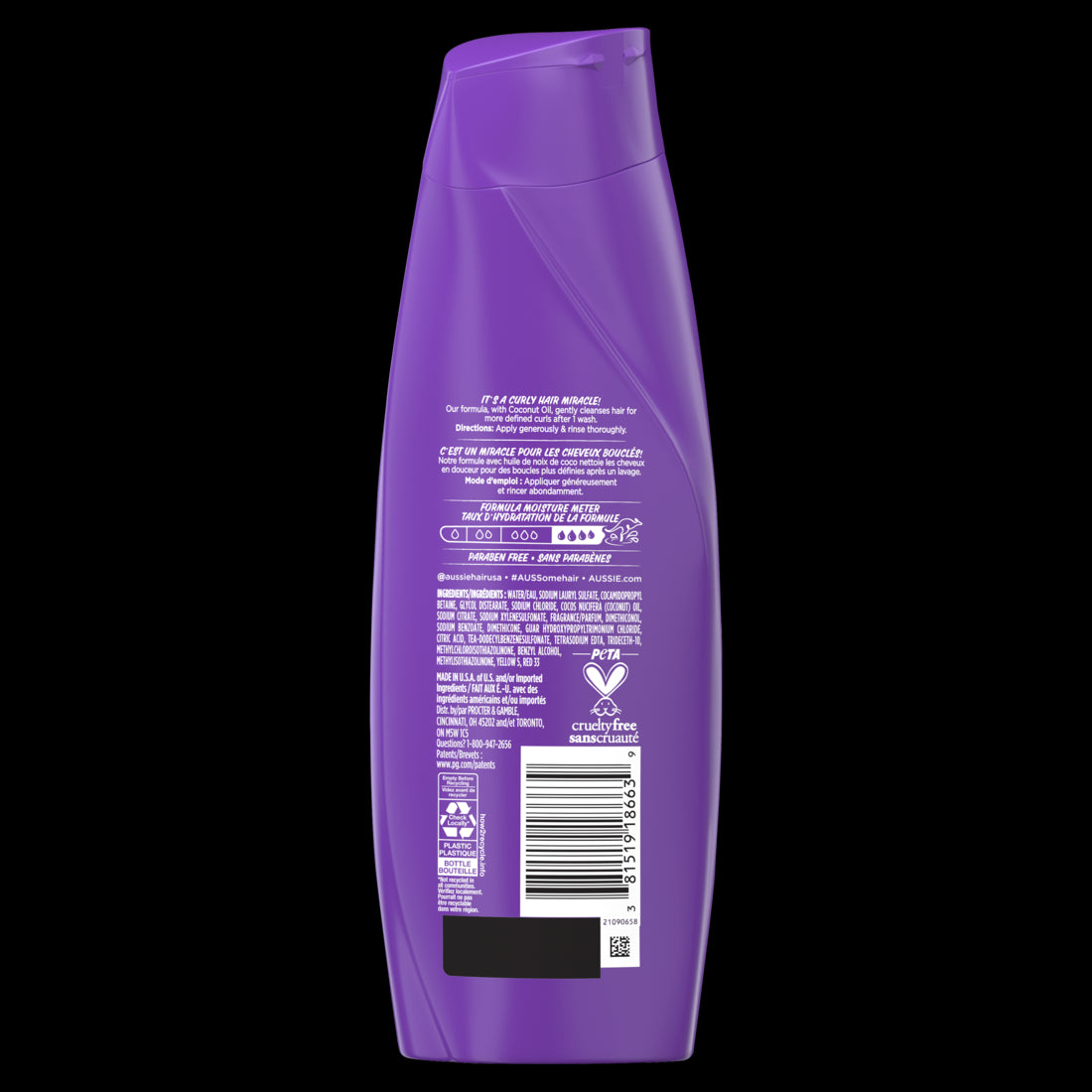 Aussie Miracle Curls Shampoo for Curly Hair with Coconut Oil Paraben Free - 12.1oz/6pk