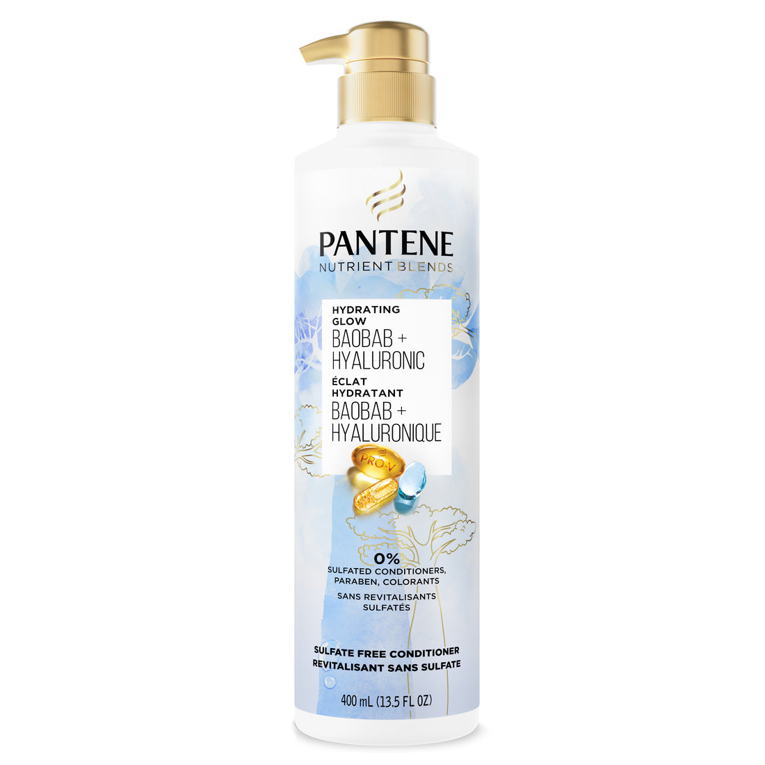 Pantene Nutrient Blends Hydrating Glow Baobab + Hyaluronic Sulfate Free Contidioner - 13.5oz/4pk