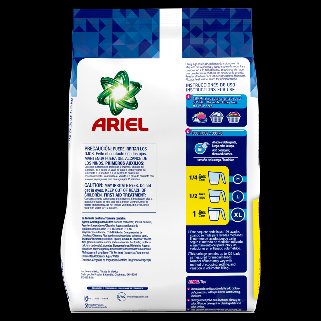 Ariel Powder Laundry Detergent Original Scent 5.8kg 129 Loads - 205oz/2pk