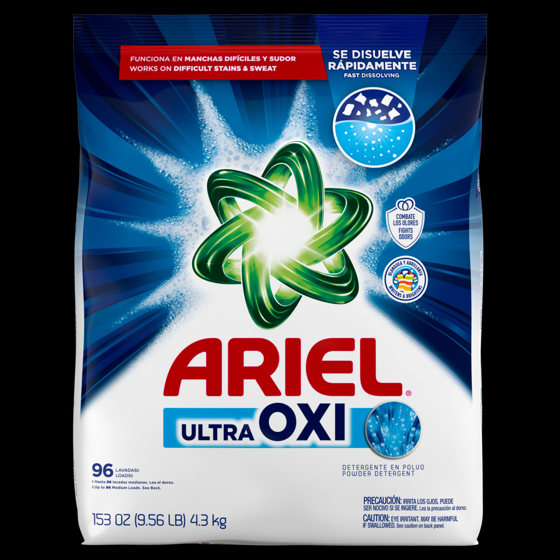Ariel Ultra Oxi Powder Laundry Detergent Original Scent 4.3kg 96 Loads - 153oz/2pk
