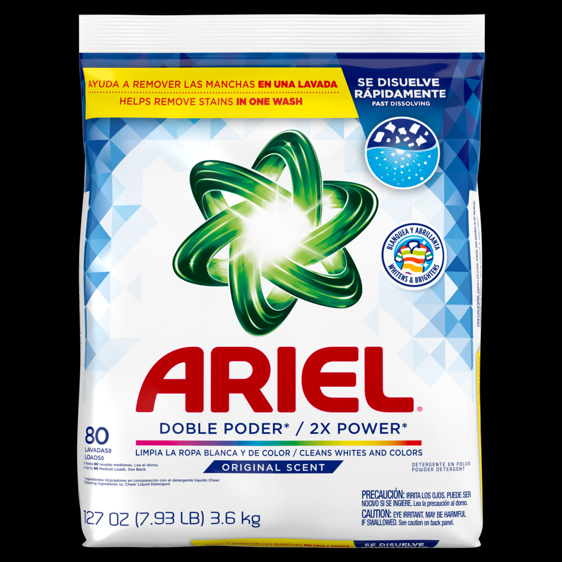 Ariel Powder Laundry Detergent Original Scent 3.6kg 80 Loads - 127oz/5pk