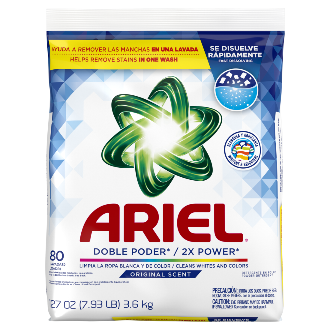 Ariel Powder Laundry Detergent Original Scent 3.6kg 80 Loads - 127oz/5pk