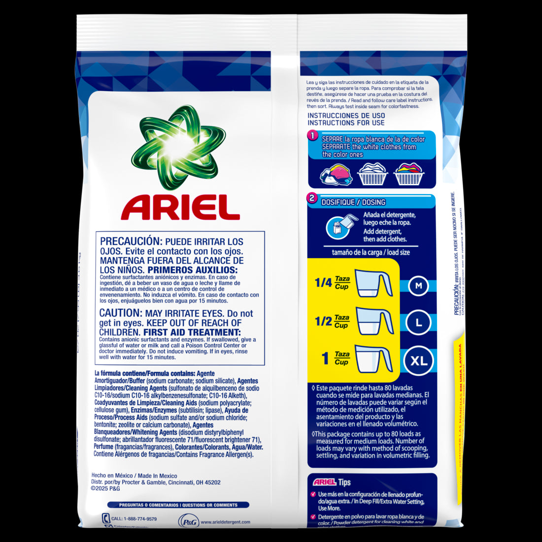 Ariel Powder Laundry Detergent Original Scent 3.6kg 80 Loads - 127oz/5pk