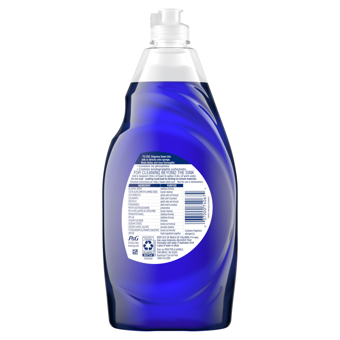Dawn Platinum Liquid Dish Soap Dishwashing Liquid Grease Removal Fresh Rain - 24oz/10pk