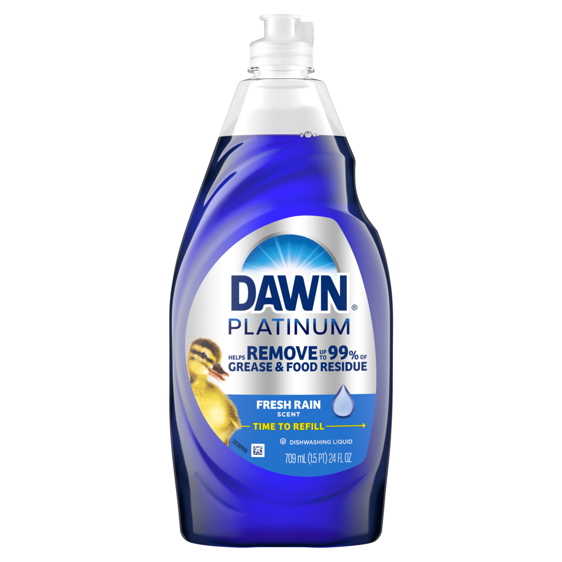 Dawn Platinum Liquid Dish Soap Dishwashing Liquid Grease Removal Fresh Rain - 24oz/10pk