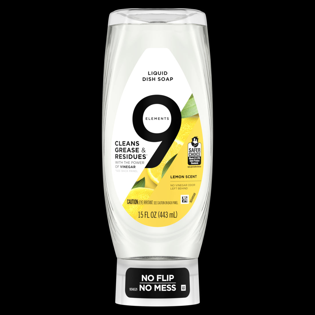 9 Elements EZ Squeeze Dish Soap Lemon Scent Bottle - 15oz/6pk