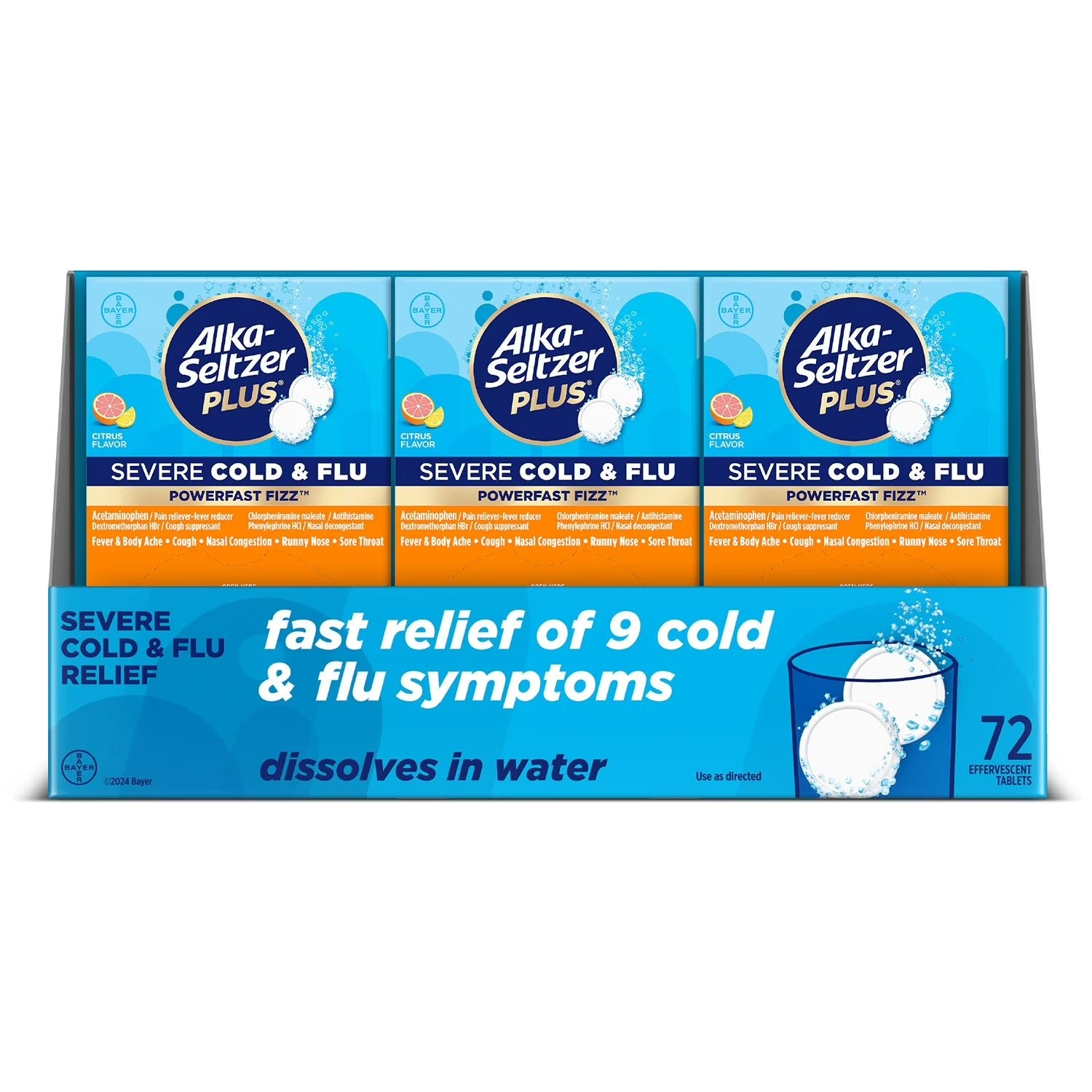 Alka-Seltzer Plus Severe Cold and Flu Effervescent Tablets Citrus - 72ct/1pk